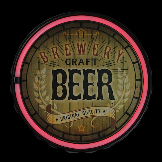 12.5" Neon LED Lighted Beer Bottle Cap Wall Sign